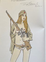 Yves Plateau , illustration originale, Armée Rouge -tireur d'élite !!!-, pour Jacques Martin, "Les Reportages de Lefranc".