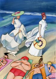 Juan Álvarez - Walk by the sea (after Joaquín Sorolla) - Original Illustration