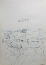 Romain Hugault - Bombardier lourd quadrimoteur Halifax de la RAF - Illustration originale