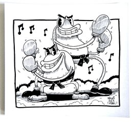 oTTami - Dessin original de l'Inktober 2023 : Clip Joint Calamity de Cuphead par oTTami ! - Illustration originale