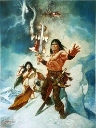 Peinture à l'huile sur toile originale conan / sanjulian Comic Art