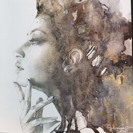 Giovanna Casotto - aquarelle Visage - Illustration originale