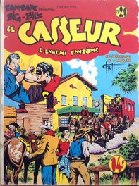 Chott Pierre Mouchot Big Bill Casseur 21 Cow boy western diligence cheval ,top Couverture Originale couleur Encre Gouache 1948 Comic Art