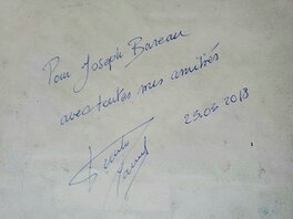 Dédicace et signature au dos de la planche Dédicace et signature au dos de la planche