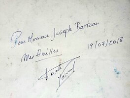 Dédicace et signature au dos de la planche Dédicace et signature au dos de la planche