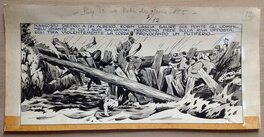 Planche originale - Charlas Bertrand (Atelier Chott) Robin des Bois 5 Le Chevalier Noir Planche Originale 11 Strip Lavis & Encre de Chine 1948