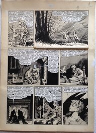 Comic Strip - Charlas Bertrand (Atelier Chott) Robin des Bois 7 Manoir de la Crainte Planche Originale 8 Lavis & Encre de Chine 1948