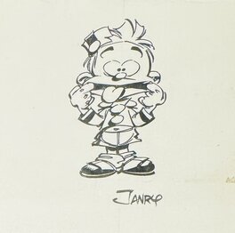 Janry - Petit Spirou - Janry -1993 - Pour autocollant Dupuis - Original Illustration