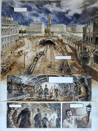 Gwendal Lemercier - HISTOIRE SUR LA CONSTRUCTION DU METRO PARISIEN couleur directe - Planche originale