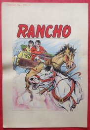 Atelier Chott - Atelier Chott , Couverture Originale inédite au Crayon de Couleur Rancho 34 Spécial ( Cheval ) , Petit Format Atelier Chott 1961 - Original Cover