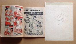 La Bd ouverte avec Gus et Gaetan et la 1ere Page de Thunder Jack " Sang sur la Neige " ( par Fergal ) ...et le Verso avec indication a la mine de plomb de la Couv du RANCHO 24 La Bd ouverte avec Gus et Gaetan et la 1ere Page de Thunder Jack " Sang sur la Neige " ( par Fergal ) ...et le Verso avec indication a la mine de plomb de la Couv du RANCHO 24