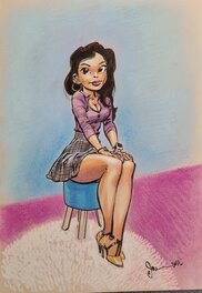 Dan Verlinden - Dan - illustration originale en couleur - la poseuse - Original Illustration