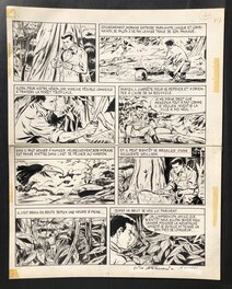 Comic Strip - Bob Morane - Planche originale - Tome 5 - Bob Morane contre la terreur verte - Avec sa mise en couleur.