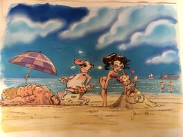 Dan Verlinden - Petit Spirou en vacances - Illustration originale