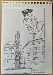 Milo Manara - Crayonné préparatoire Affiche Delémont GULLIVERIANA - Original art