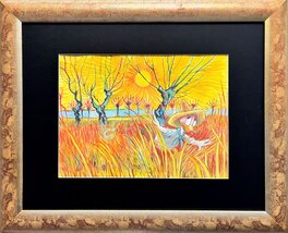 Tony Fernandez - Donald Duck inspiré par "Les Saules au coucher du soleil" de Van Gogh (1888) - Illustration originale