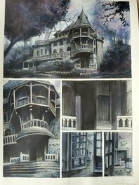 Renaud Eusebe - UN MANOIR AU CREPUSCULE couleur directe - Planche originale