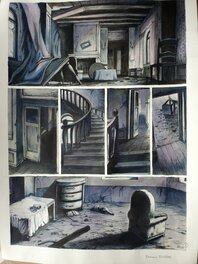 Renaud Eusebe - UN MANOIR AU CREPUSCULE couleur directe - Planche originale