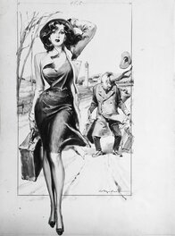 Walter Molino - La femme au chapeau par Walter Molino - Illustration originale