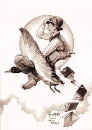 Martin RR, Wine Art - Martin R.R., Vin et Art, Hommage à Norman Rockwell, Couverture de The Saturday Evening Post, 30 juin 1934 - Illustration originale