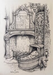 Anton Pieck - Geboortekaart 02 - Original Illustration