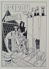 Olivier Schwartz - Ex-Libris Spirou la femme léopard tirage la Parenthèse / Brüsels - Illustration originale