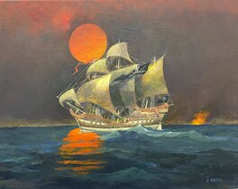 Enrique Breccia - Pirate Vessel - Original Illustration