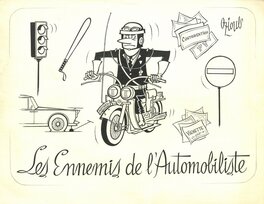 Henri Oziouls - Les Ennemis de l'Automobiliste - Illustration originale