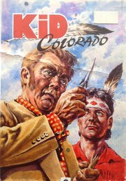 Atelier Chott Couverture Originale Planche Couleur Kid Colorado 14 indien Western flêche brisée , Petit Format Chott 1957
