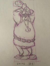Studios Uderzo - Uderzo, Studios Uderzo, illustration originale, Vicking à la massue, "Astérix et les Vikings". - Original Illustration