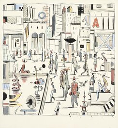 François Avril - François Avril - La ville - Illustration originale