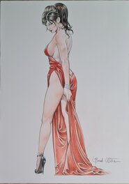 William Bondi - La robe rouge - Illustration originale