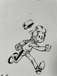 Dan Verlinden - Spirou - Illustration Spirou en pleine course - Illustration originale