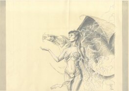 David Jouvent - Filles de Soleil T21 P41 version sépia - Illustration originale