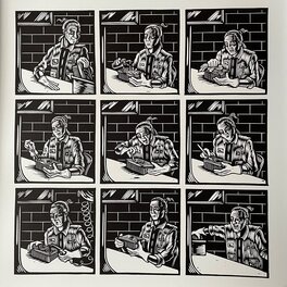 Emilien Maricot - Les bons gestes - Quadriptyque - Linogravure - Comic Strip