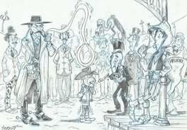 Bernat - Lucky Luke - Chasseur de prime et Billy the Kid - Illustration originale