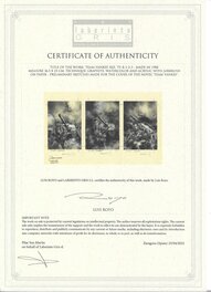 Certificate of Authenticity - 3 Original sketches for Team Yankee - Luis Royo