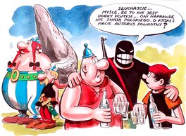 Ryszard Dąbrowski - Le Liquidateur rencontre Kayko et Kokosh et Astérix et Obélix - Illustration originale