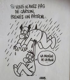 Charb - La pluie. - Original Illustration