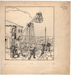 Jacques Laudy - Couverture Tintin no 12 de 1946 - Planche originale