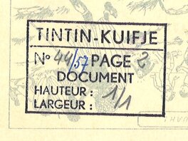 Cachet, du magazine Tintin, à destination de l'imprimerie.
