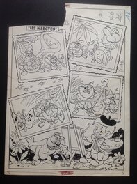 Claude Marin - Marin Rubrique Coloriage BD illustration planche originale Original insecte Musicien Chien ( Tex Avery ) Peintre . Éo Nano 1960 - Illustration originale