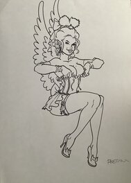 Félix Meynet - Pin up ailé - Illustration originale