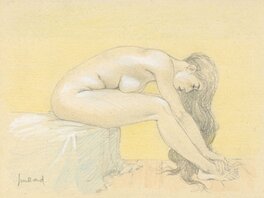 André Juillard - Nu assis - Illustration originale