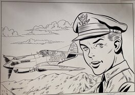Frédéric Marniquet - Frédéric Marniquet, illustration originale Buck Dany, Sonny Tuckson et un warbird Curtiss P40 - Original Illustration