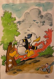 Disney Studios - Walt Disney, illustration originale, "Donald courant" par les studios Disney. - Original Illustration