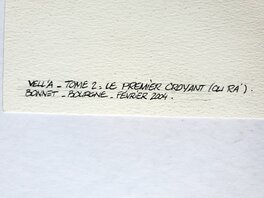 Inscription de l'Artiste au dos de la planche