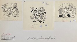 Jean Chakir - Jean Chakir, illustrations originales,  3 "cabochons" destinés à "Pilote". - Planche originale