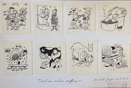 Jean Chakir - Jean Chakir, illustrations originales,  8 "cabochons" parus dans "Pilote". - Planche originale