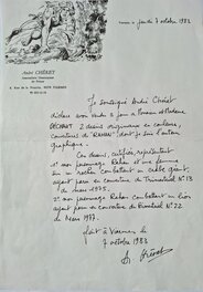 Lettre/Courrier/Facture de André Chéret pour la Vente de ses 2 Couvertures de RAHAN 13 et 22 pour Mr et Mme Déchaut , de 1983 ( Merci a Albert13 ) . BD